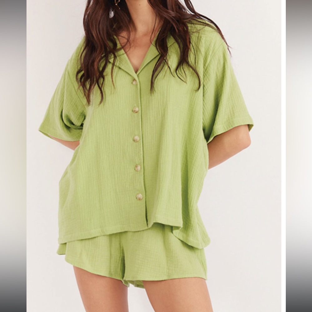 Nwt girl and the sun oversized button down and shorts set